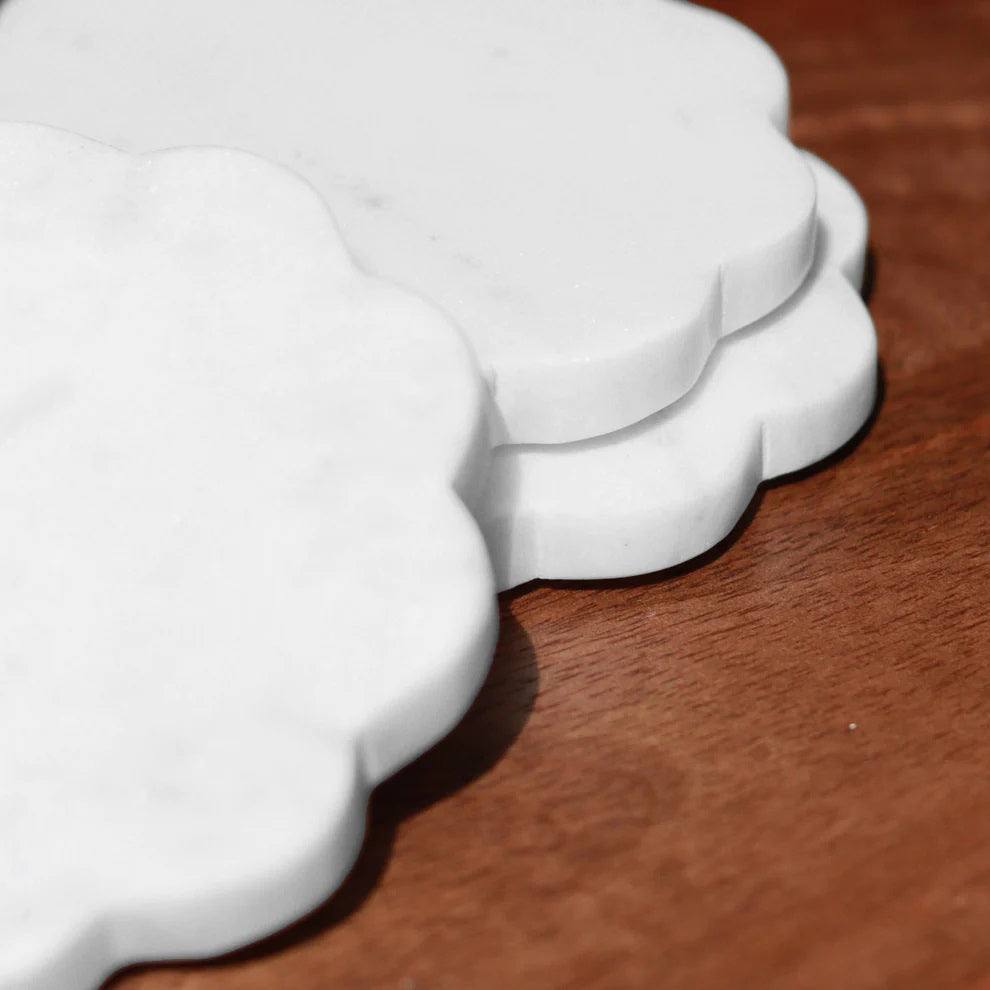 Muun Home Scallop Marble Coasters, Set of 4