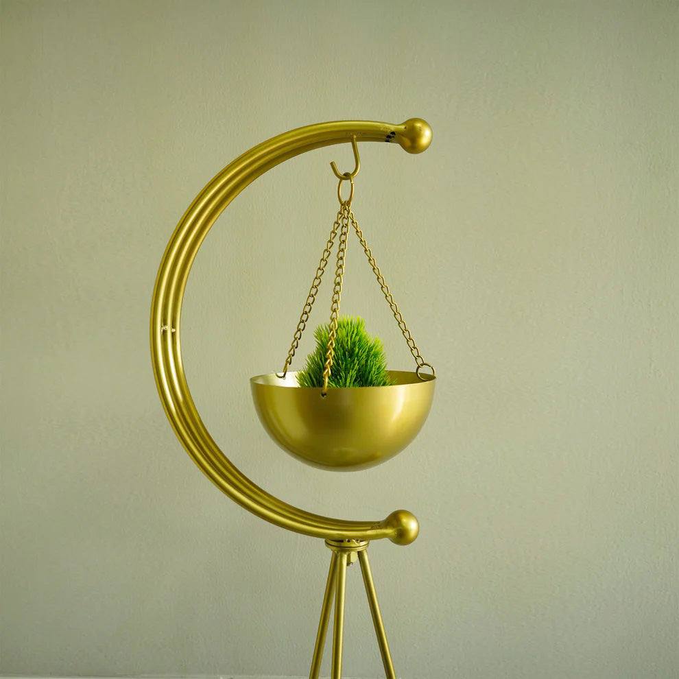 Muun Home Standing Tripod Planter - Gold & White Marble