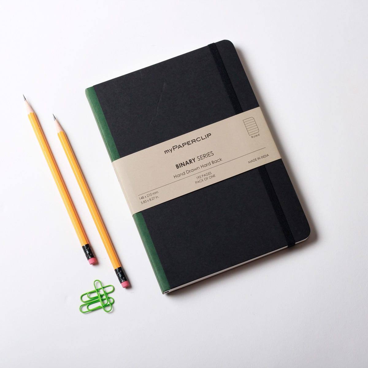 myPAPERCLIP Hardcover Notebook, Binary Series - Green