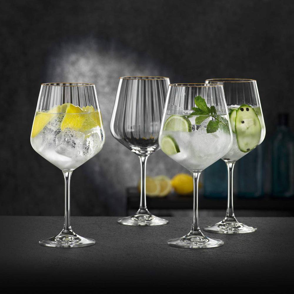 Nachtmann Gin & Tonic Glasses with Gold Rim 640ml, Set of 4