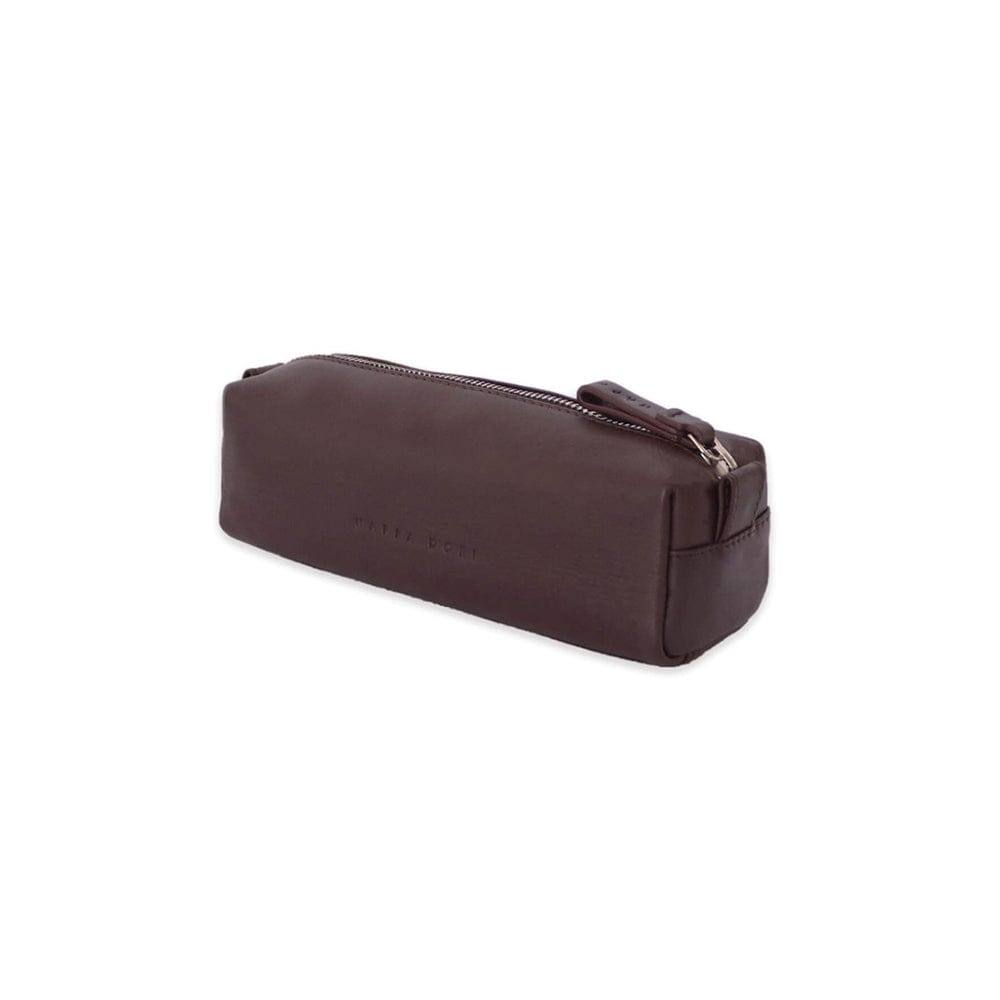 Nappa Dori Leather Pencil Pouch - Dark Brown