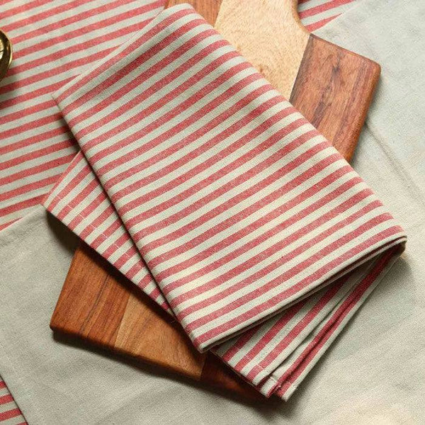 Nappa Dori Tea Towels, Set of 2 - Red & Taupe