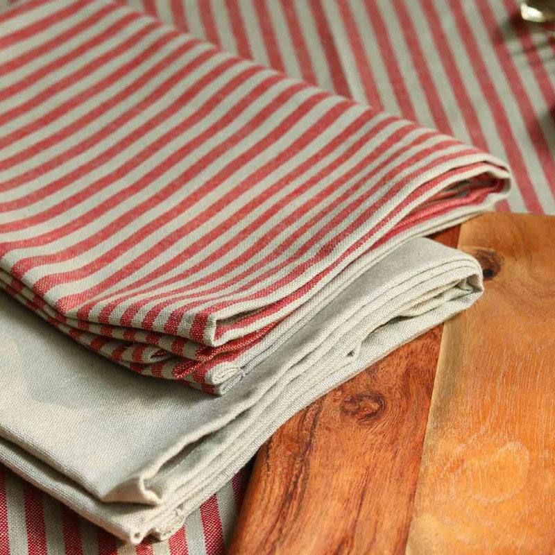 Nappa Dori Tea Towels, Set of 2 - Red & Taupe