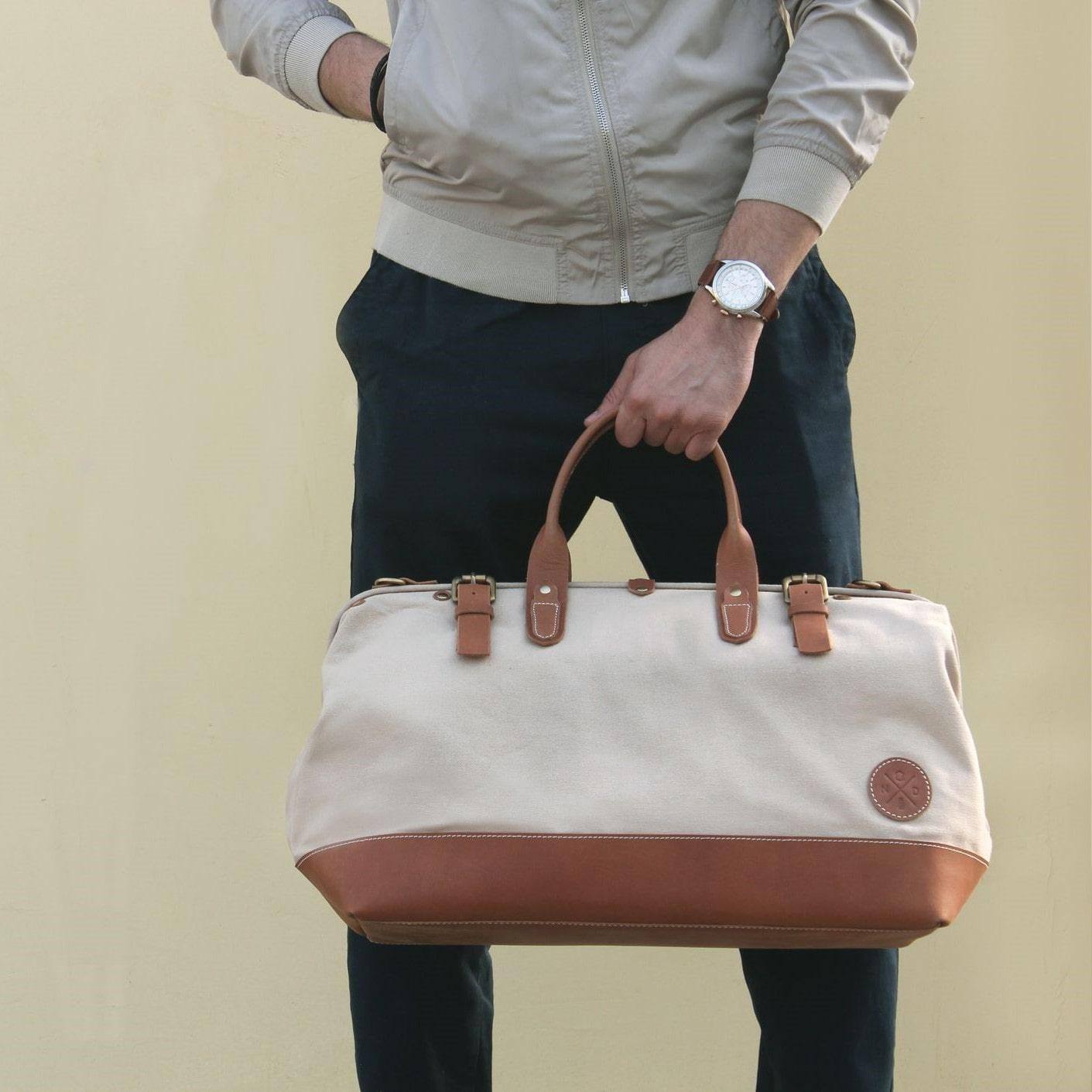 Nappa Dori The Weekender Duffel - Beige Canvas