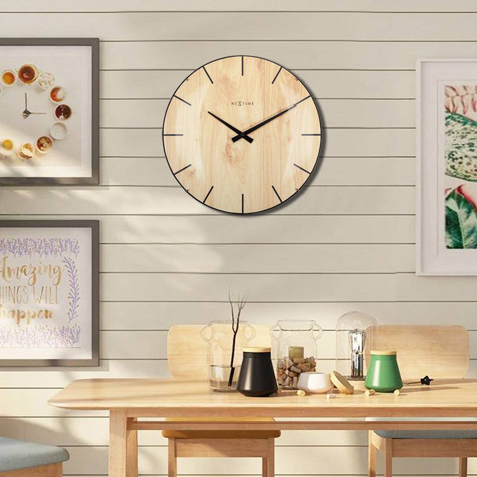 Nextime Edge Wood Dome Wall Clock 35cm - Light Brown