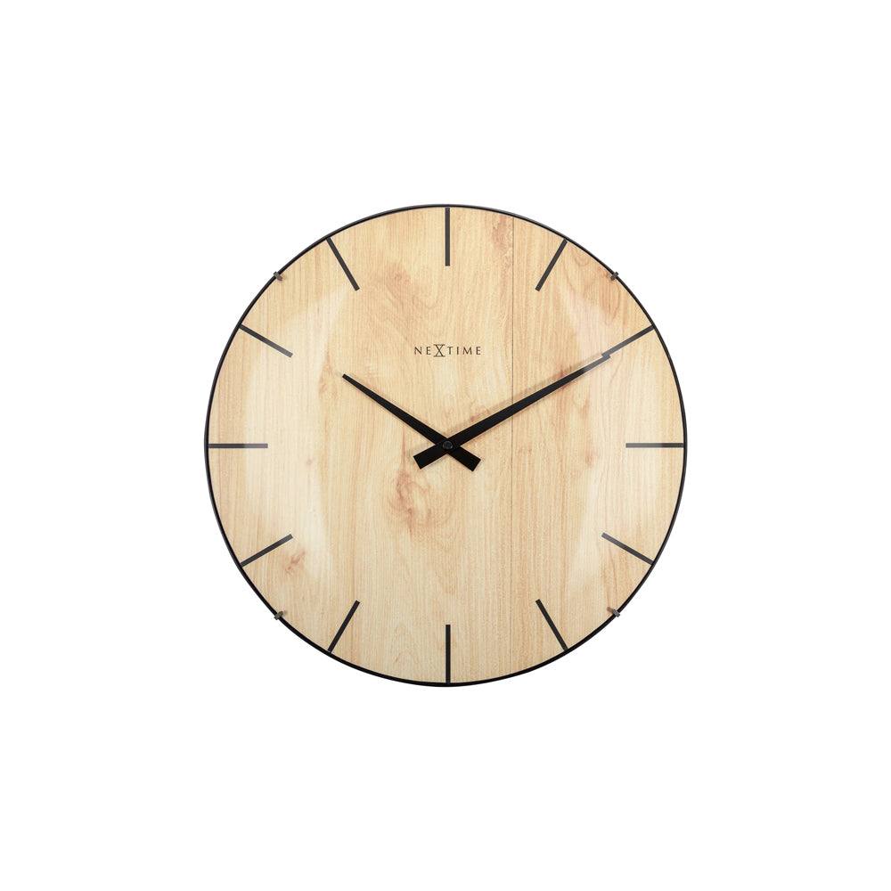 Nextime Edge Wood Dome Wall Clock 35cm - Light Brown