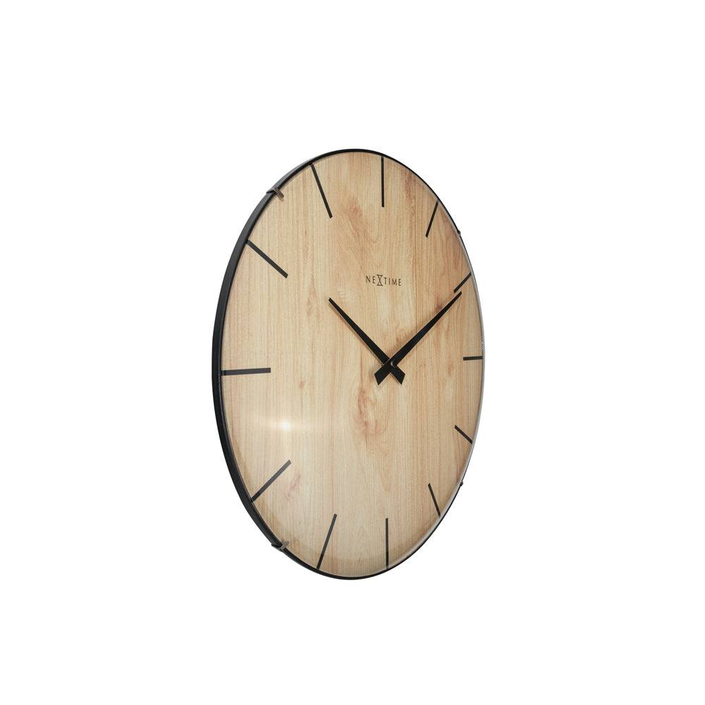 Nextime Edge Wood Dome Wall Clock 35cm - Light Brown