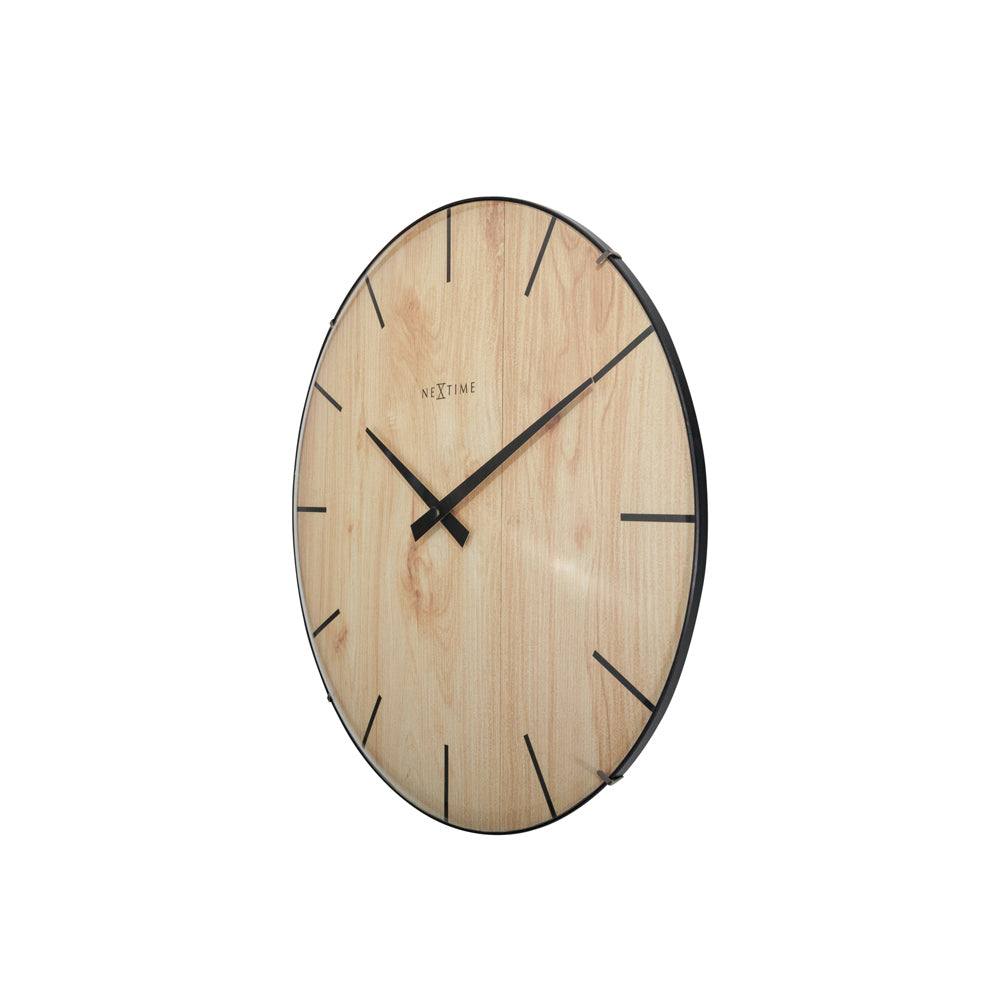 Nextime Edge Wood Dome Wall Clock 35cm - Light Brown