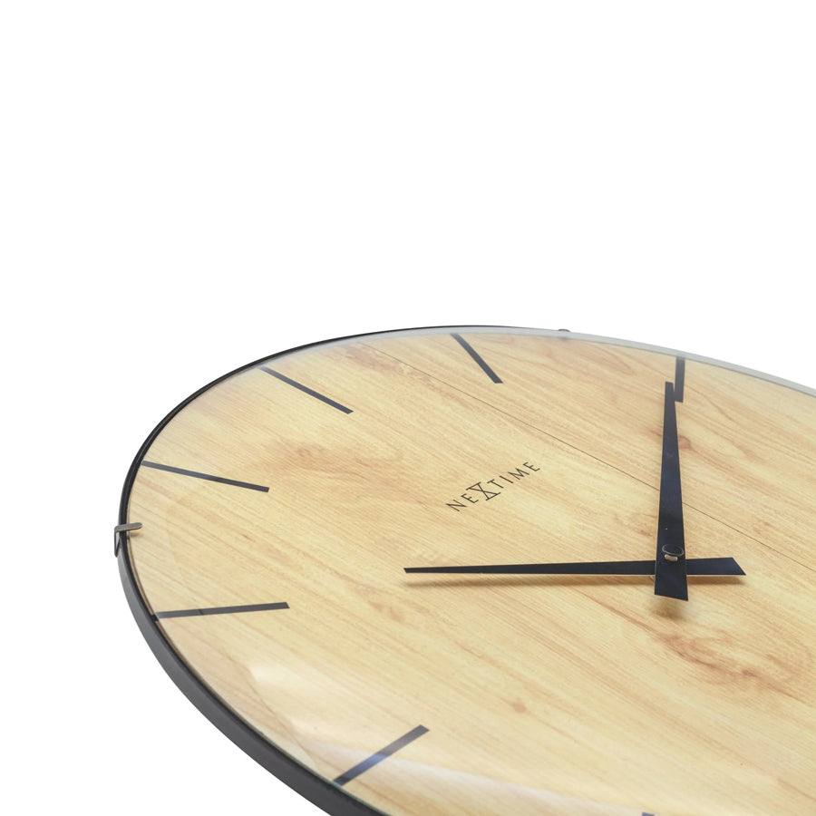 Nextime Edge Wood Dome Wall Clock 35cm - Light Brown