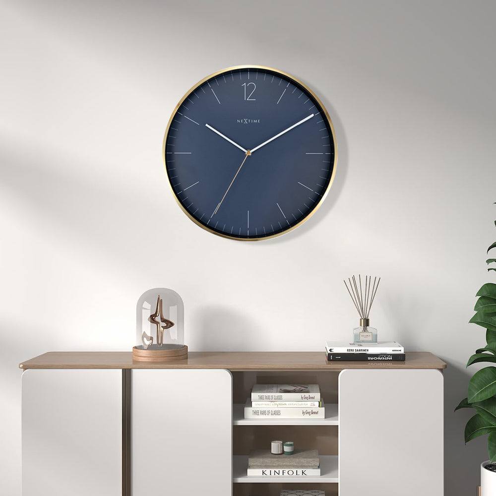 Nextime Essential Gold Wall Clock 34cm - Blue