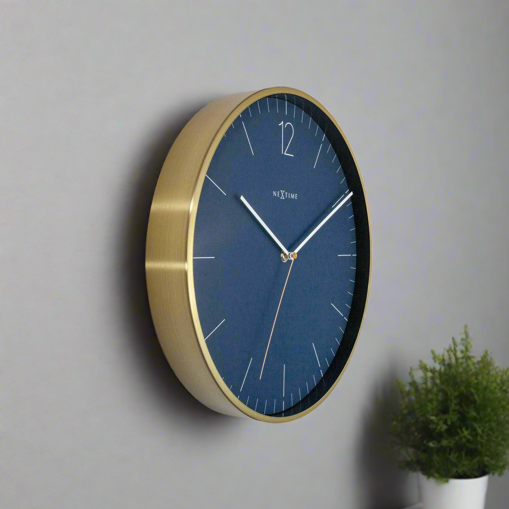 Essential Gold Wall Clock 34cm - Blue