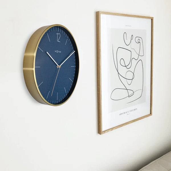 Nextime Essential Gold Wall Clock 34cm - Blue