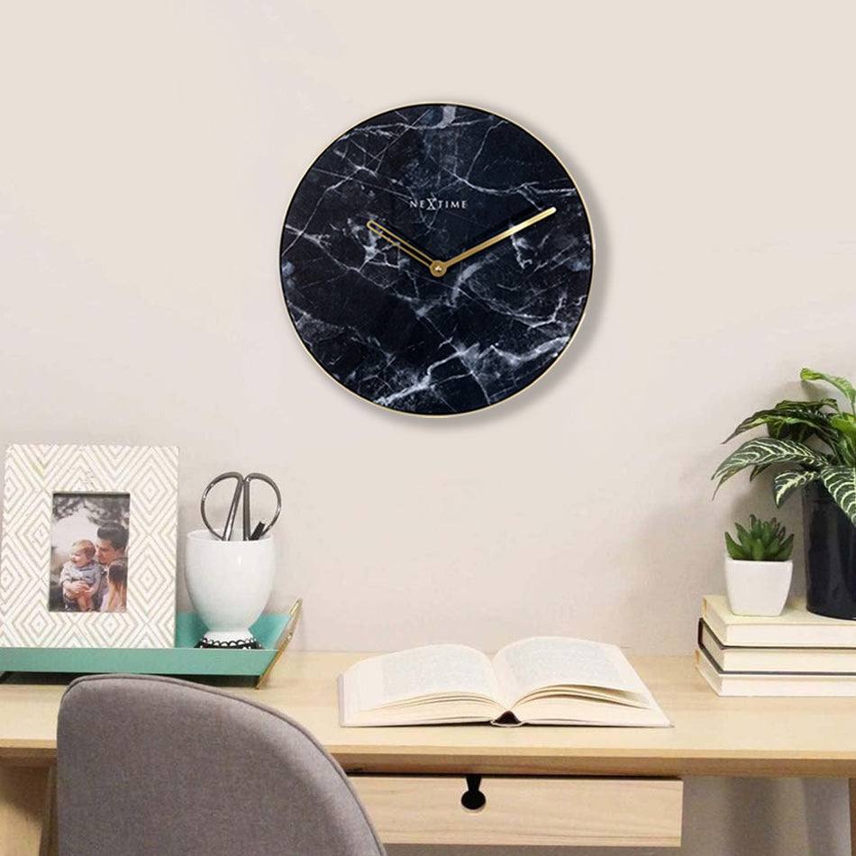 Nextime Marble Glass Wall Clock 40cm - Black