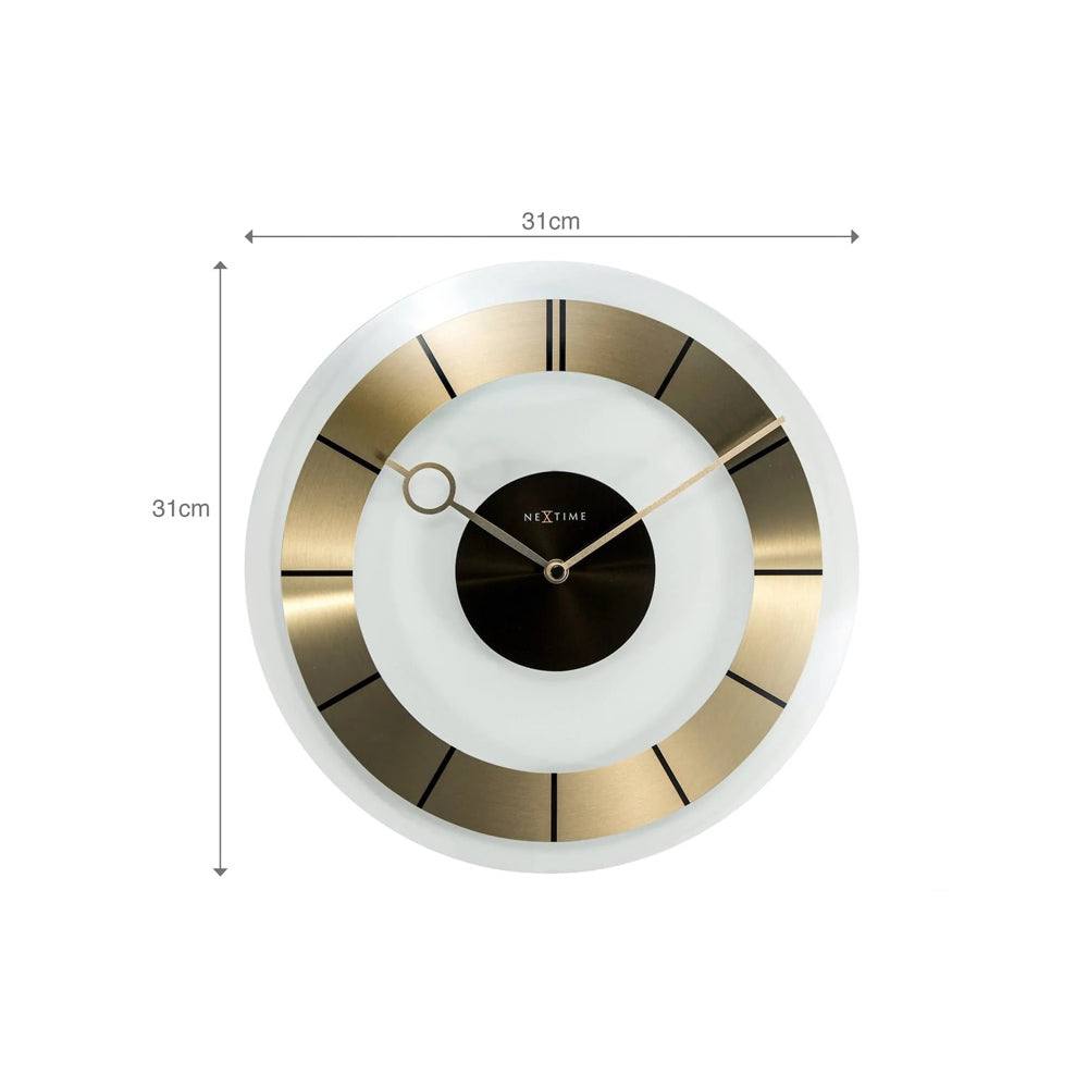 Nextime Retro Glass Wall Clock 31cm - Gold