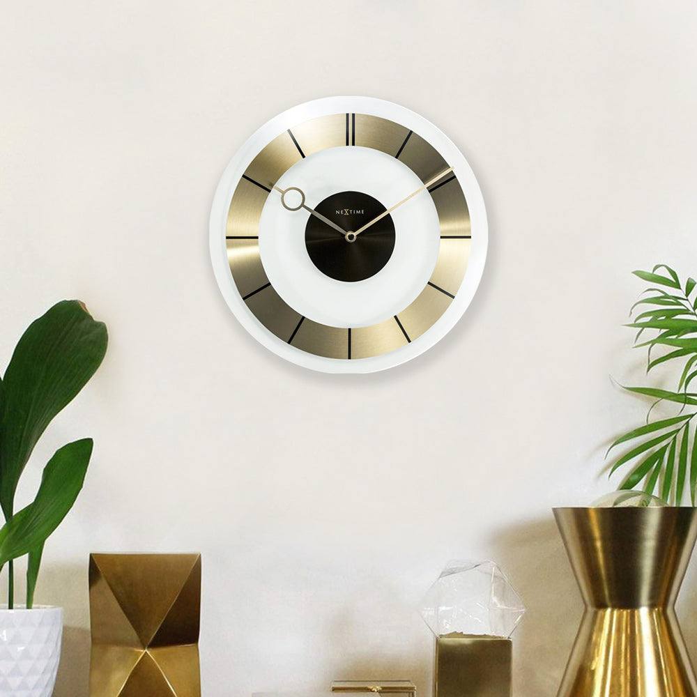 Nextime Retro Glass Wall Clock 31cm - Gold