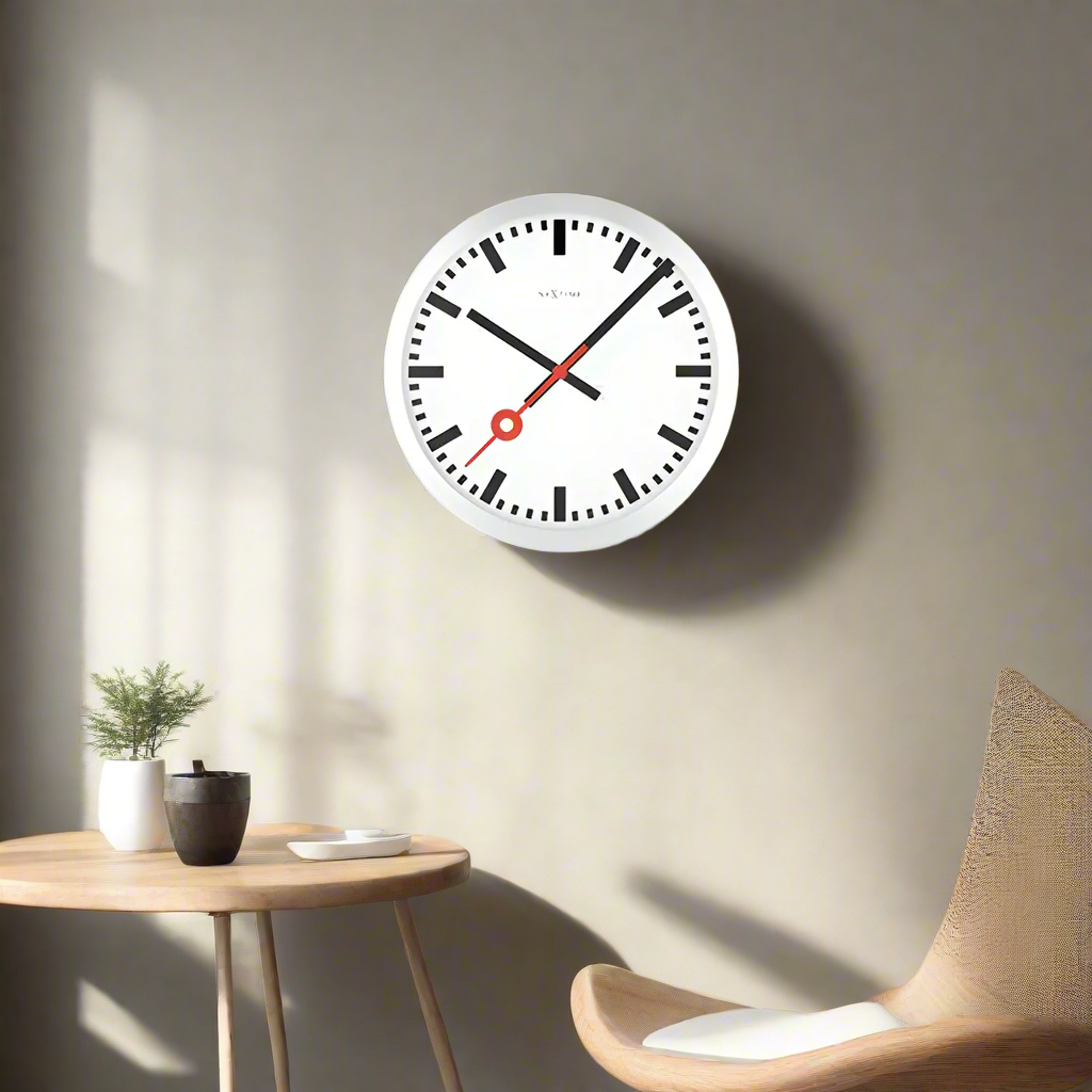 Station Stripe Wall Clock 35cm - Brushed Aluminum