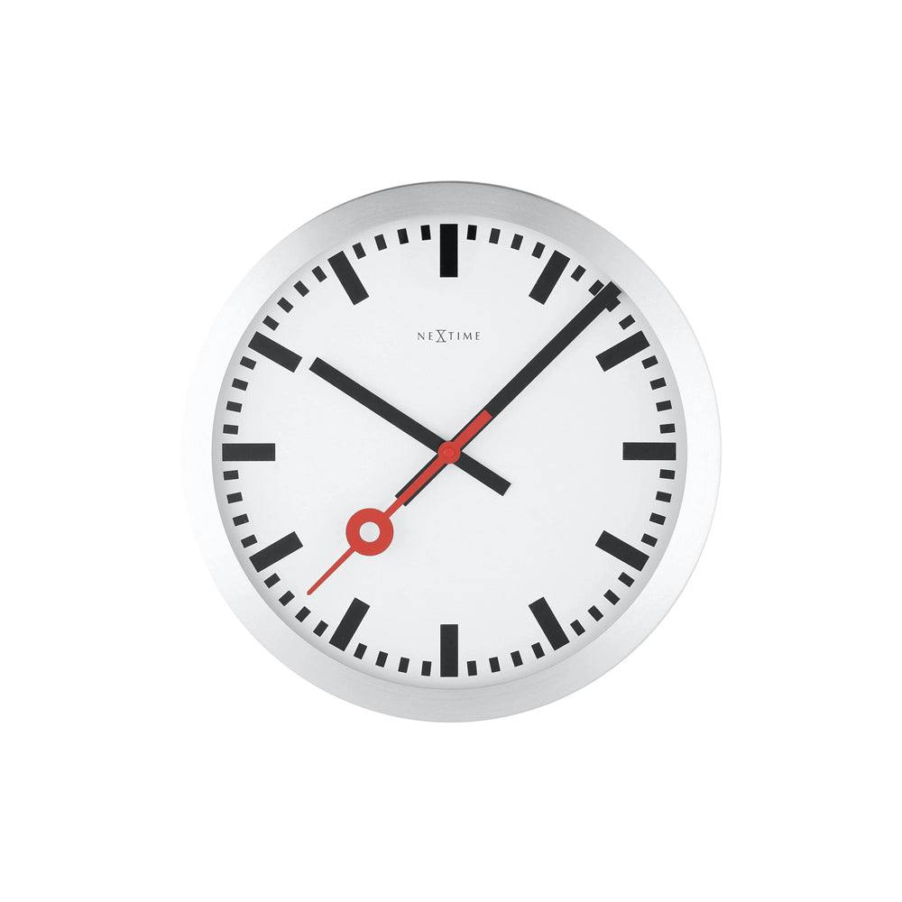 Nextime Station Stripe Wall Clock 35cm - Brushed Aluminum