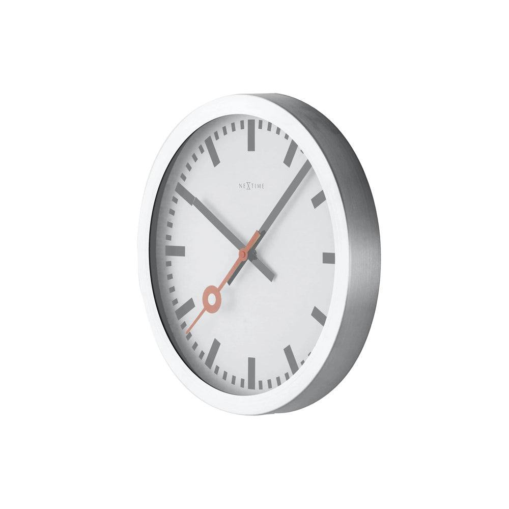 Nextime Station Stripe Wall Clock 35cm - Brushed Aluminum