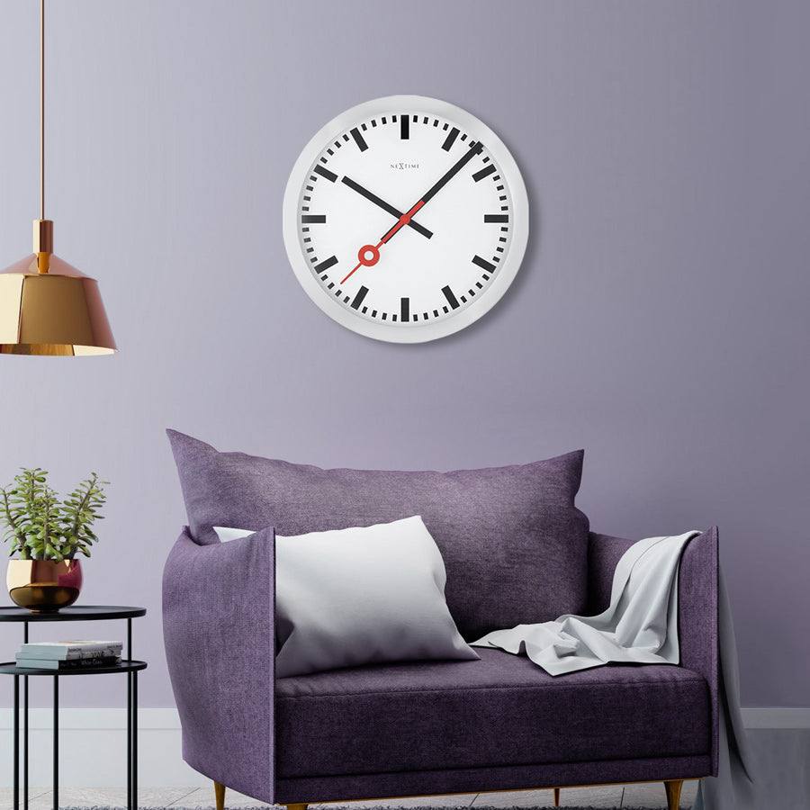 Nextime Station Stripe Wall Clock 35cm - Brushed Aluminum