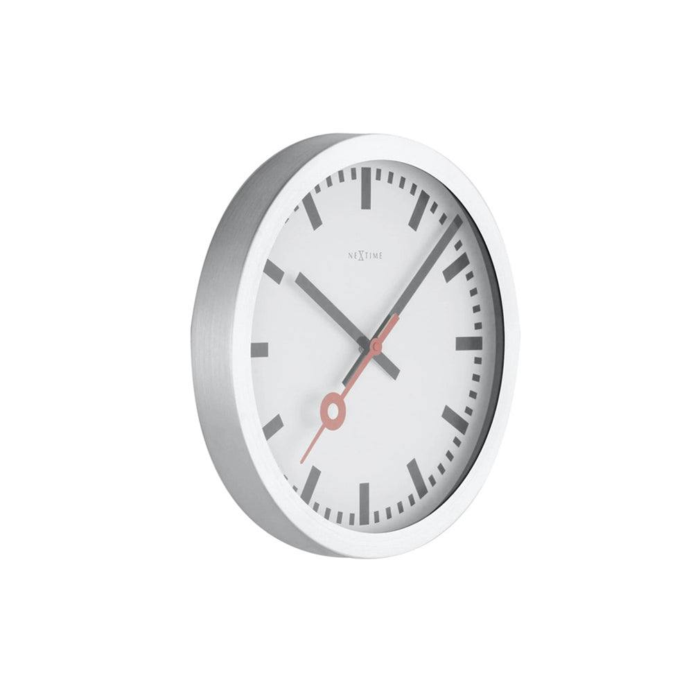 Nextime Station Stripe Wall Clock 35cm - Brushed Aluminum