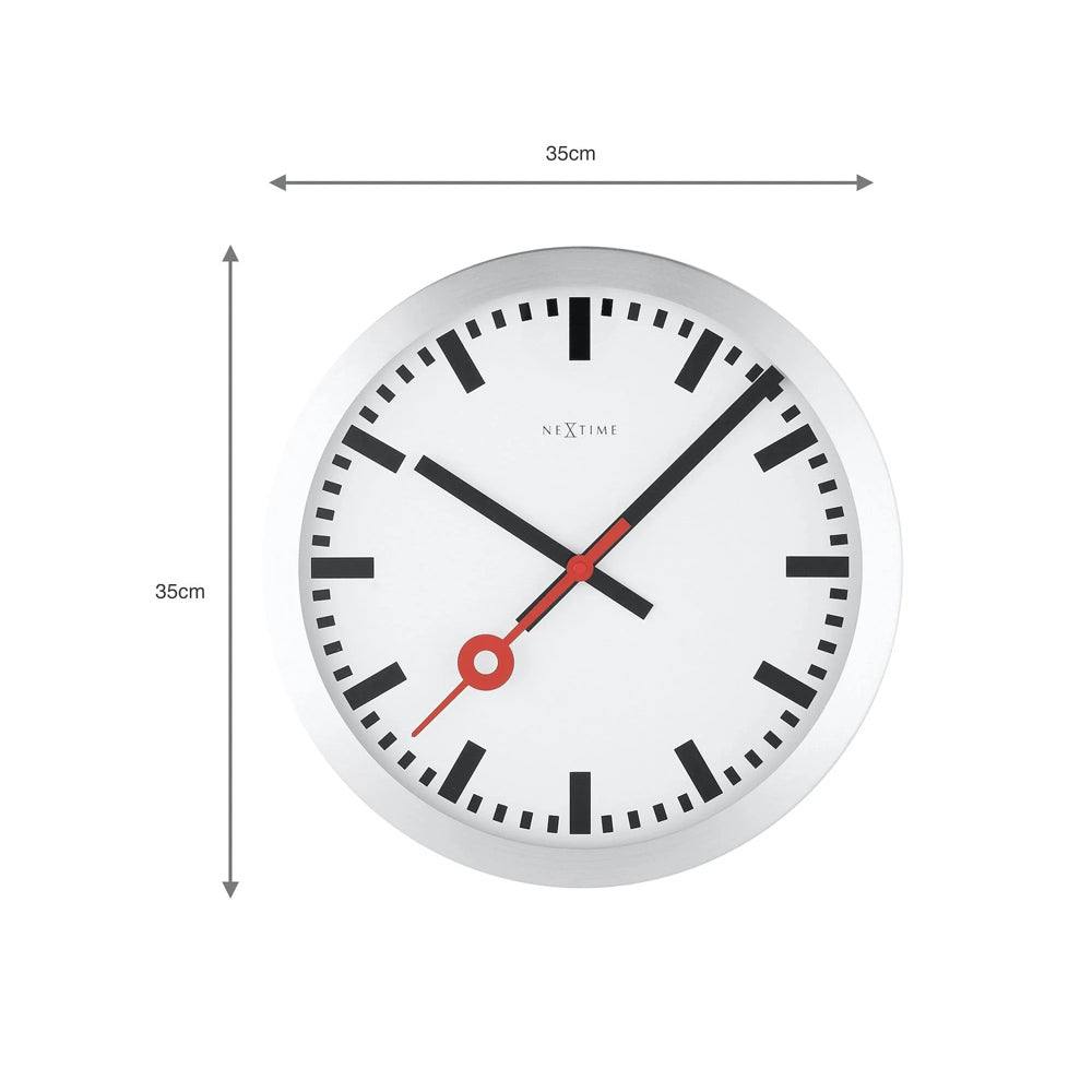 Nextime Station Stripe Wall Clock 35cm - Brushed Aluminum