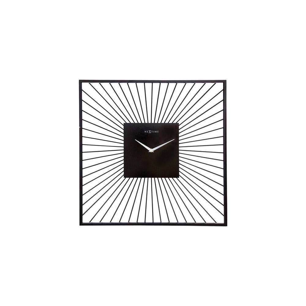 Nextime Vasco Square Metal Wall Clock Large - Black