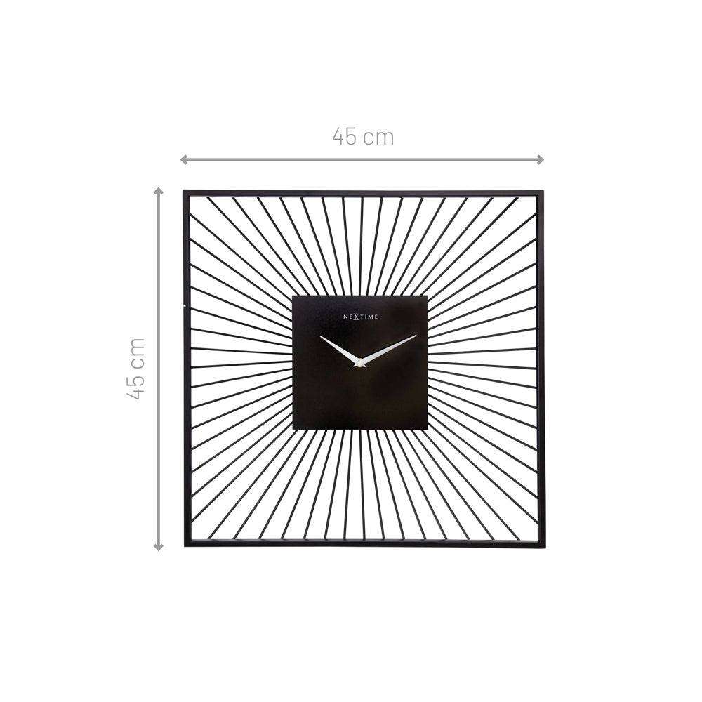 Nextime Vasco Square Metal Wall Clock Large - Black