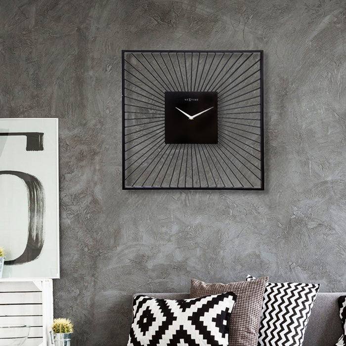 Nextime Vasco Square Metal Wall Clock Large - Black