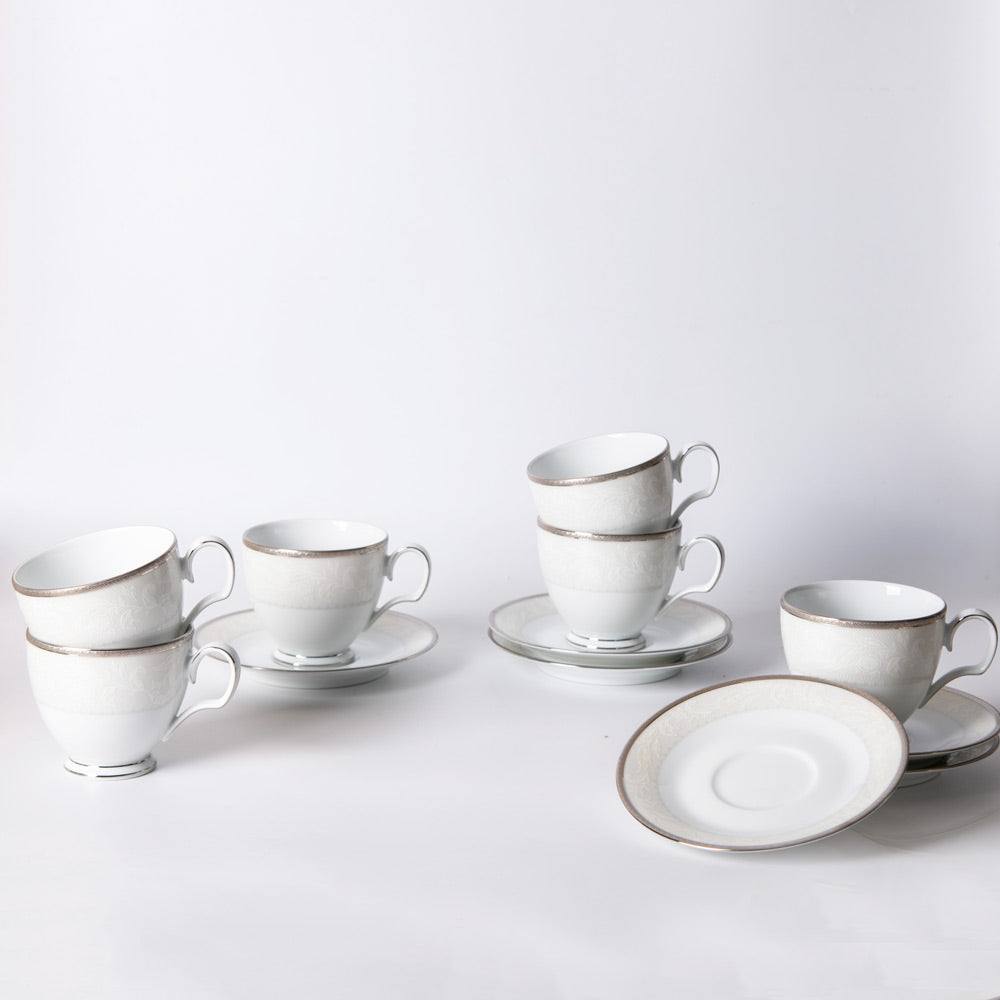 Noritake Flanders 12-piece Porcelain Tea Set - Platinum