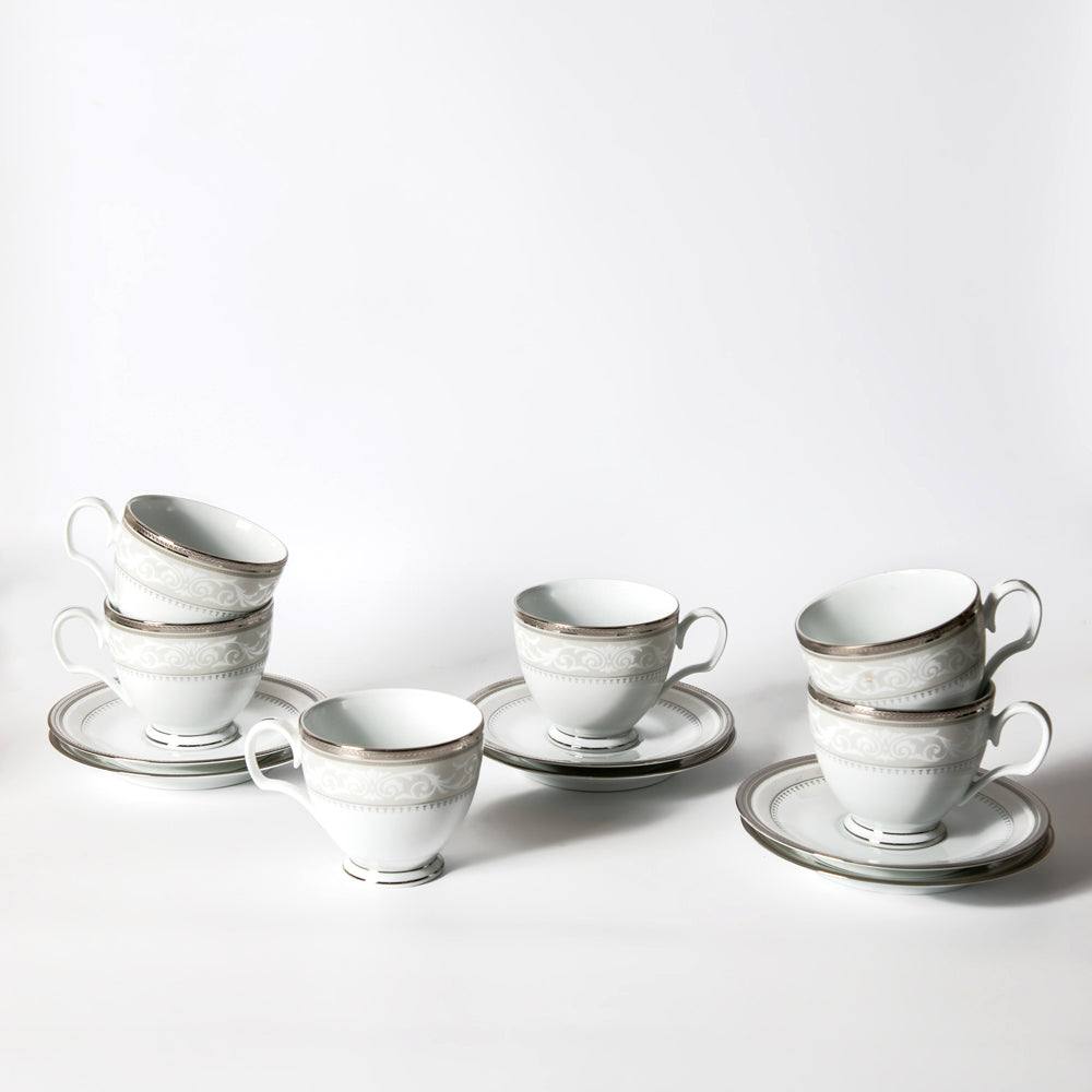 Noritake Glendonald 12-piece Porcelain Tea Set - Platinum