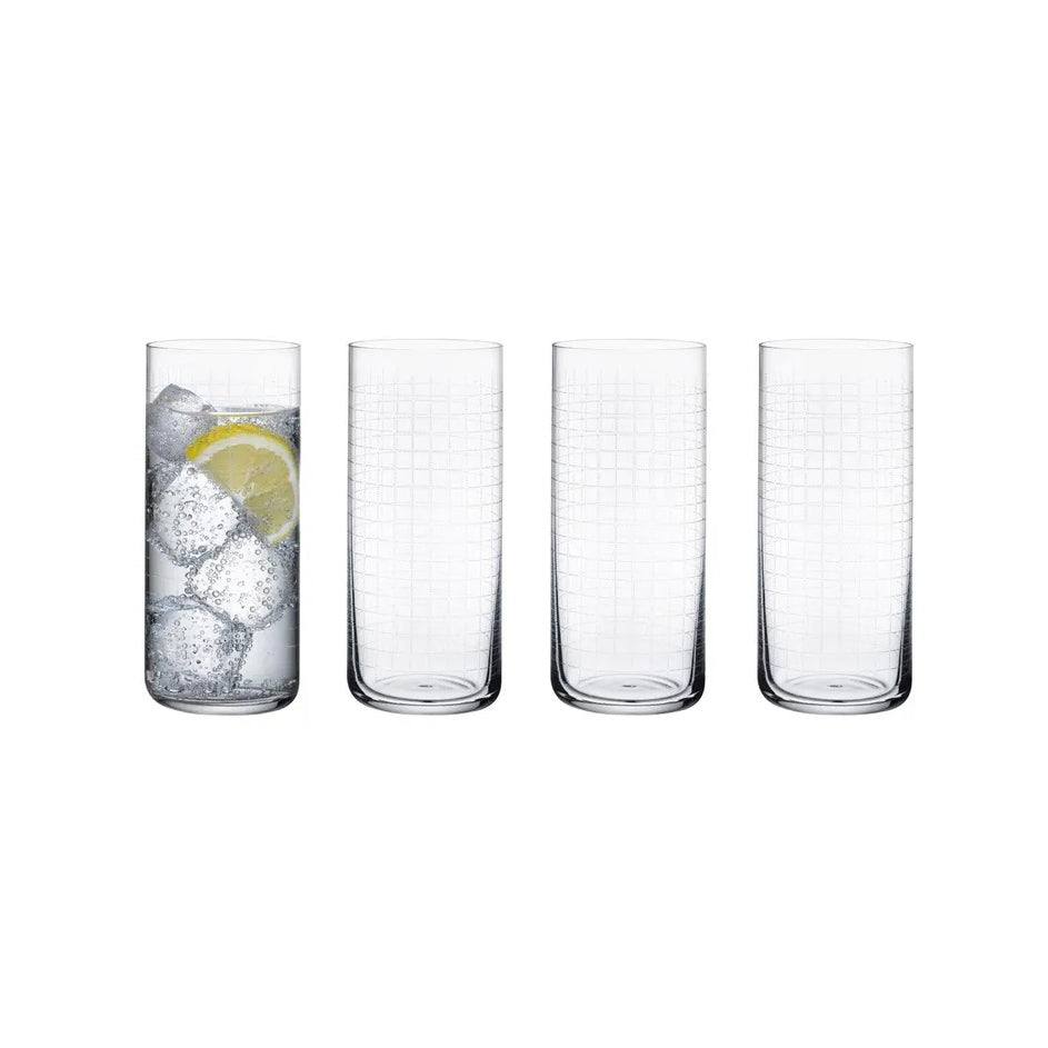 NUDE Turkey Finesse Grid Highball Glasses 350ml, Set 4