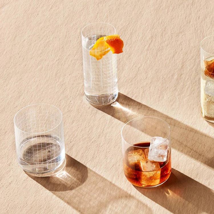 NUDE Turkey Finesse Grid Highball Glasses 350ml, Set 4