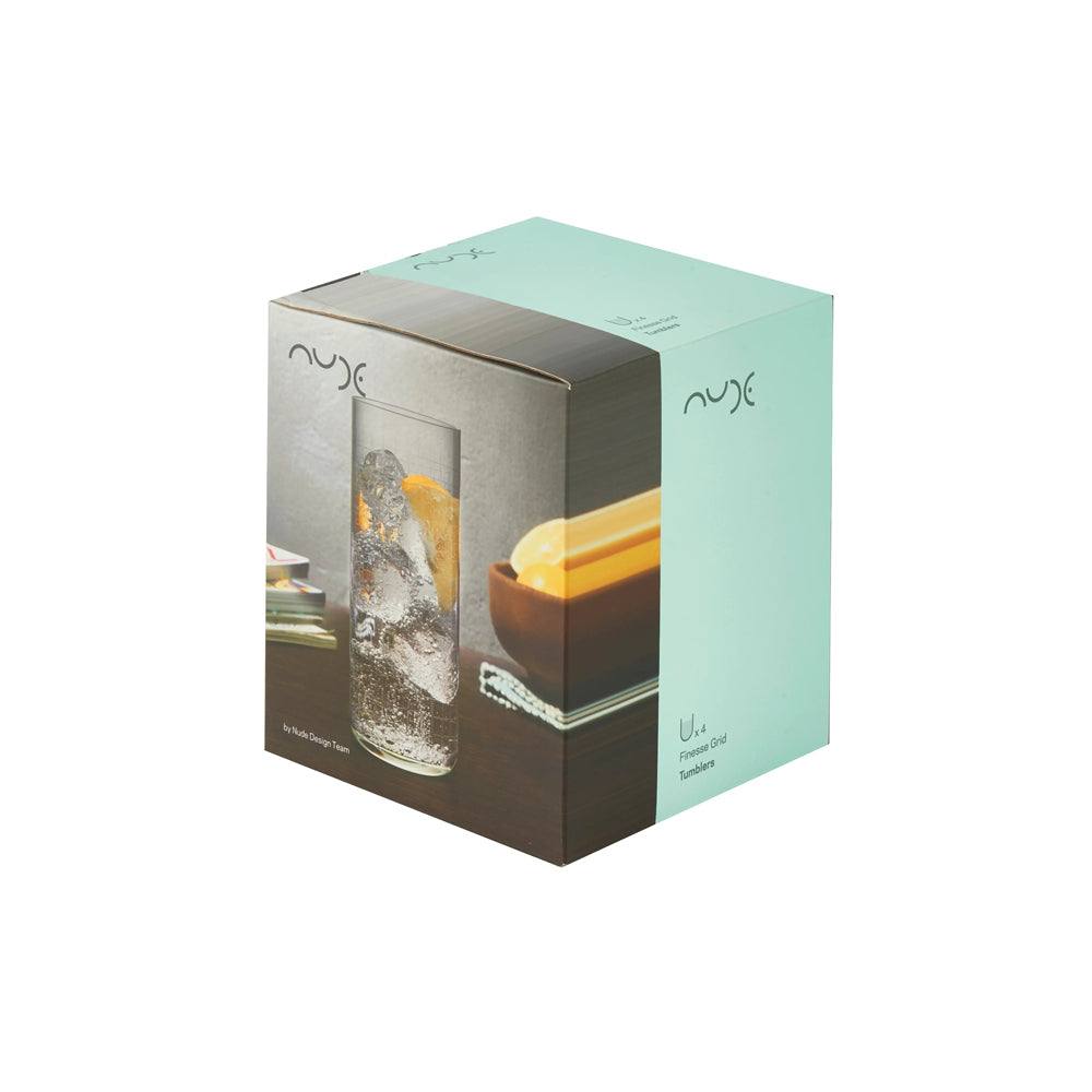 NUDE Turkey Finesse Grid Highball Glasses 350ml, Set 4