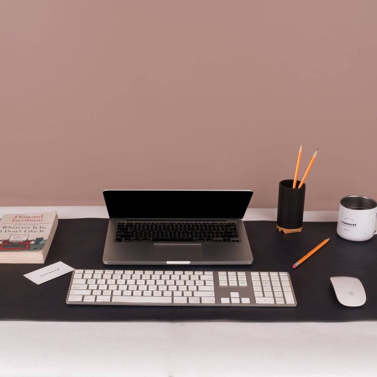 Outback Grained Leather Desk Mat Large - Navy