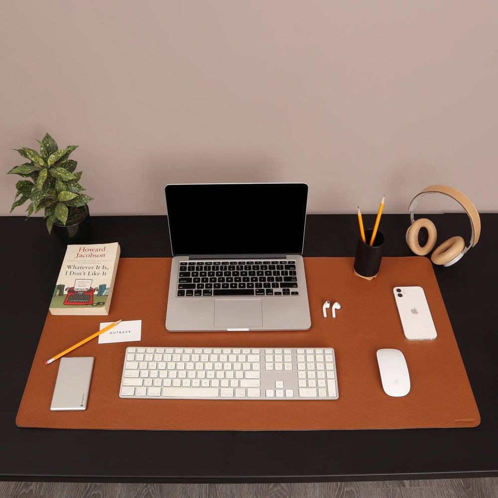 Outback Grained Leather Desk Mat Large - Tan