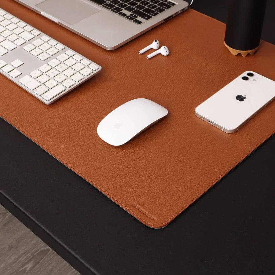 Outback Grained Leather Desk Mat Large - Tan