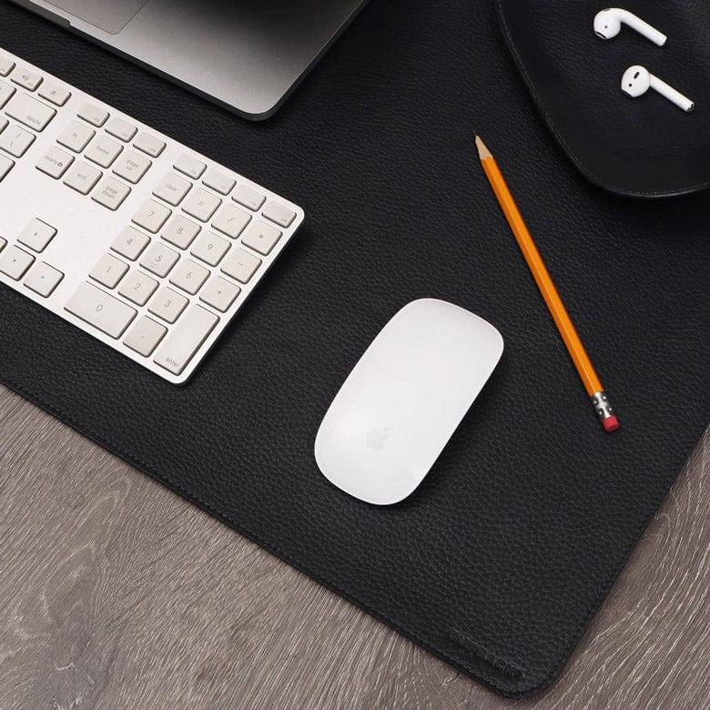 Outback Grained Leather Desk Mat Medium - Black