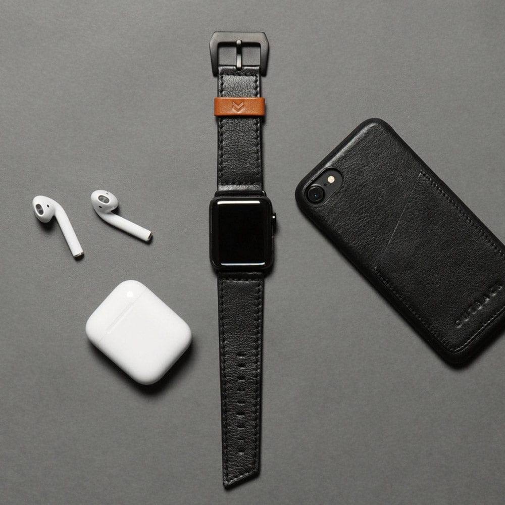 Outback Leather Strap for Apple Watch 44mm - Black