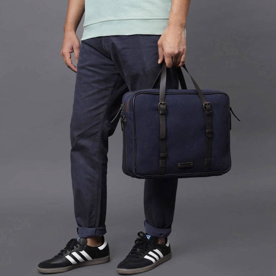 Outback Miami Canvas Medium Briefcase - Navy