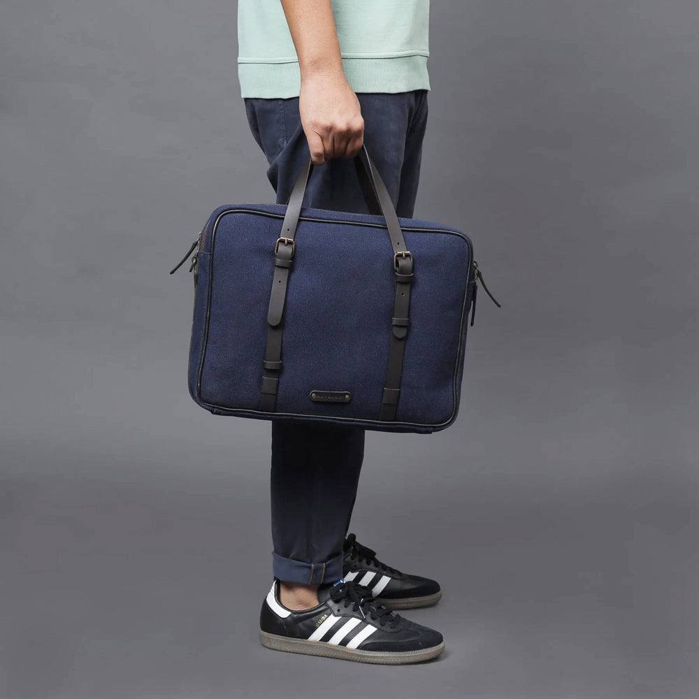 Outback Miami Canvas Medium Briefcase - Navy