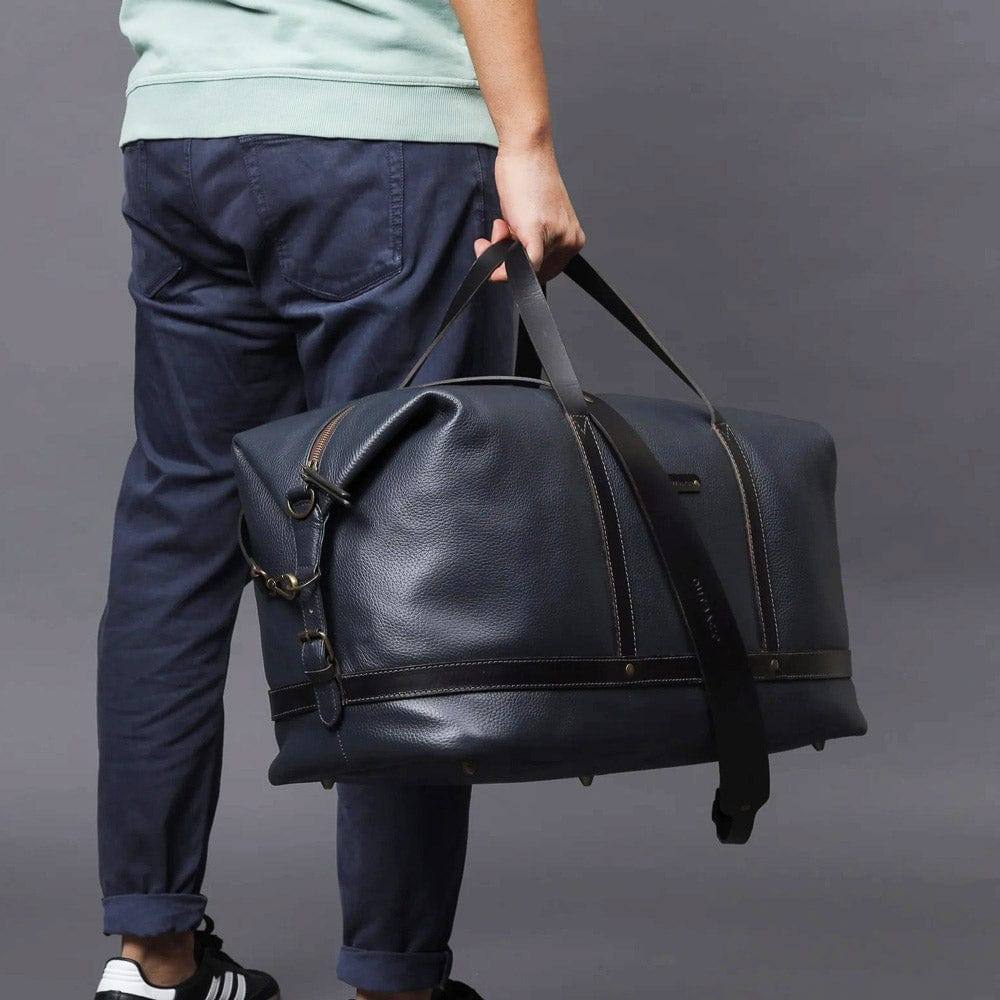 Outback Runway Leather Travel Bag - Navy