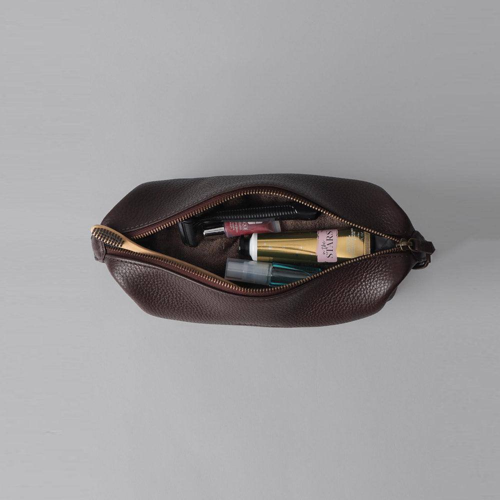 Outback Tokyo Leather Toilet Bag - Brown