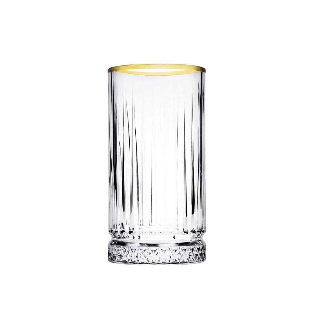 Pasabahce Elysia Long Drink Glasses with Gold Rim 280ml, Set of 4