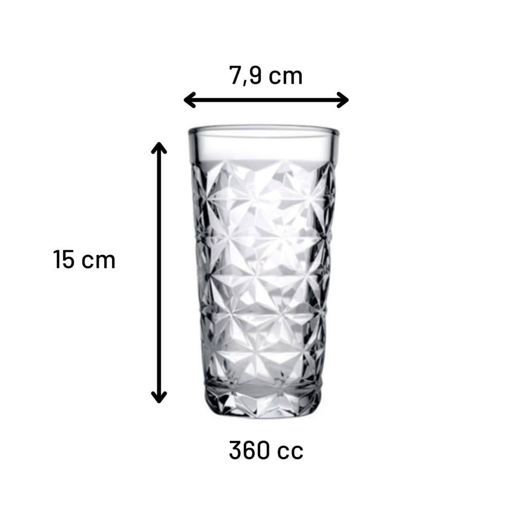 Pasabahce Estrella Long Drink Glasses 360ml, Set of 4