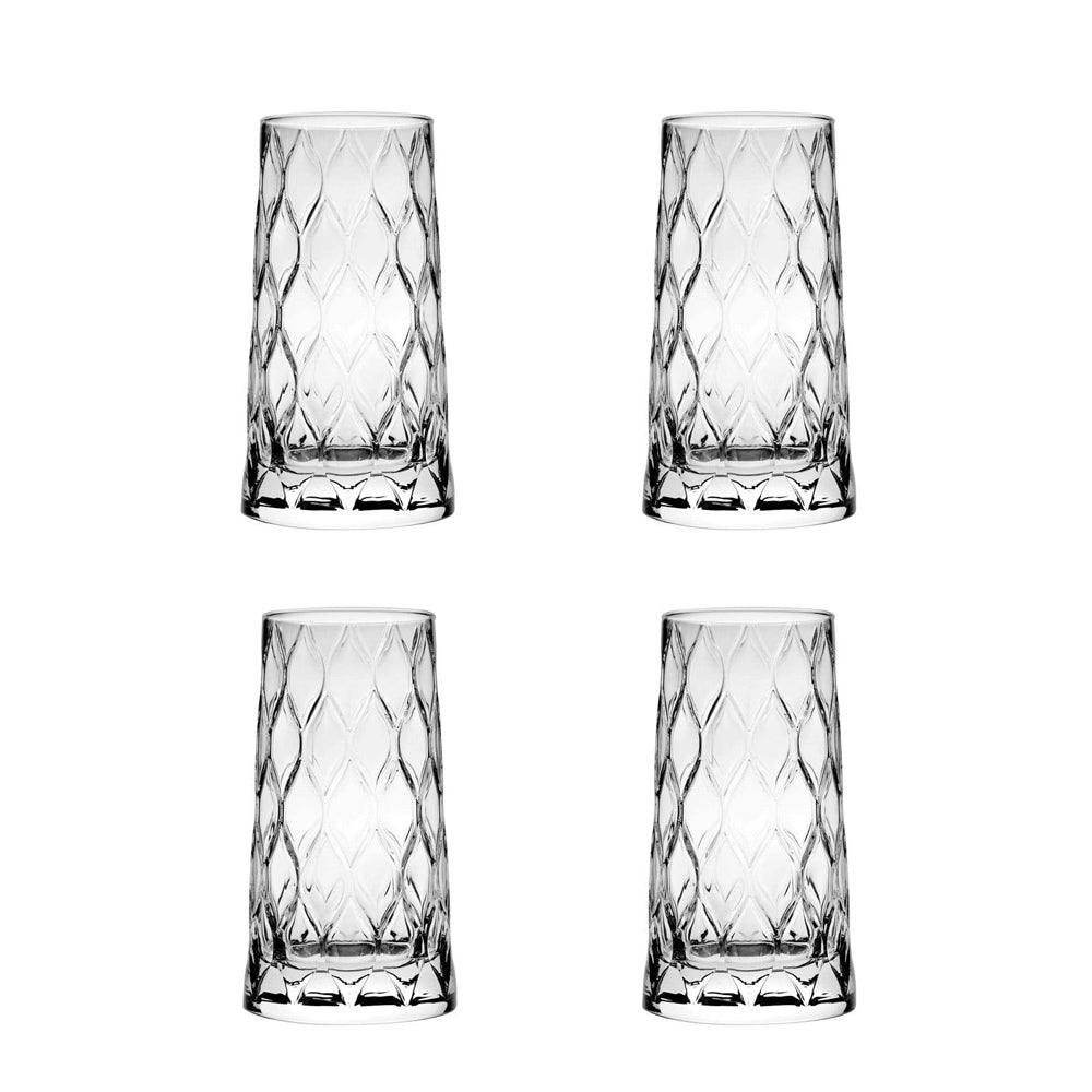 Pasabahce Leafy Highball Glasses 345ml, Set of 4