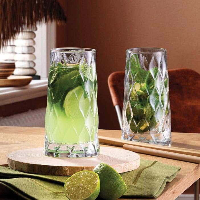 Pasabahce Leafy Highball Glasses 345ml, Set of 4