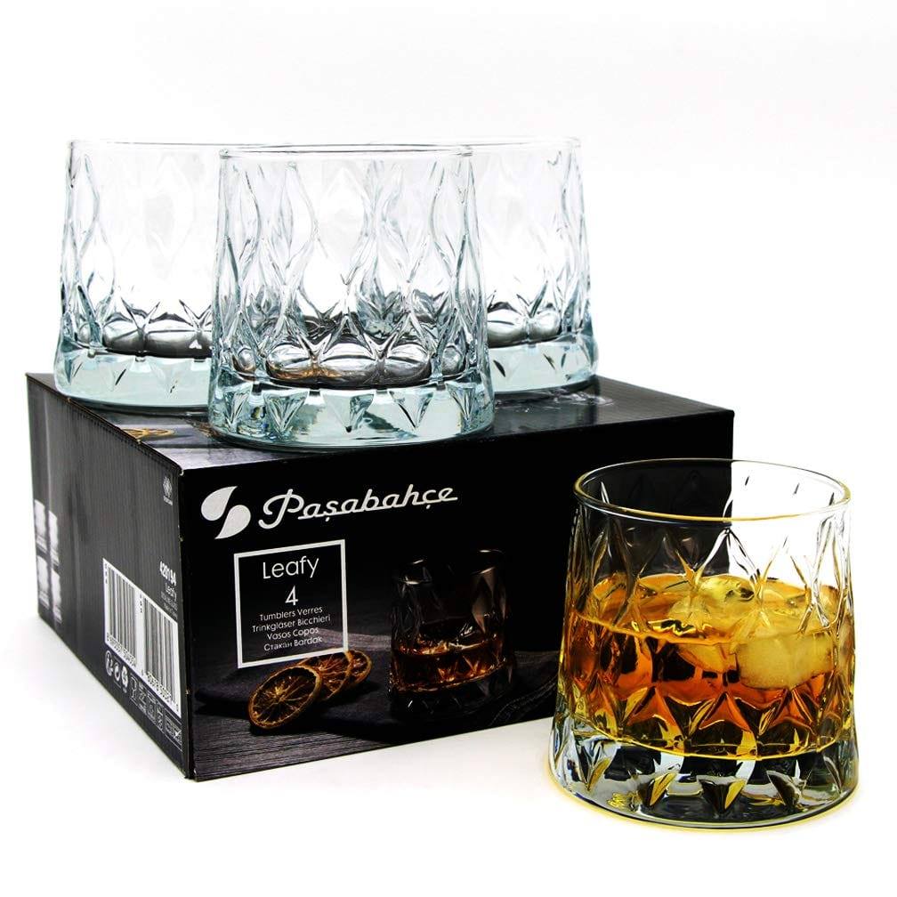 Pasabahce Leafy Whiskey Tumblers 300ml, Set of 4