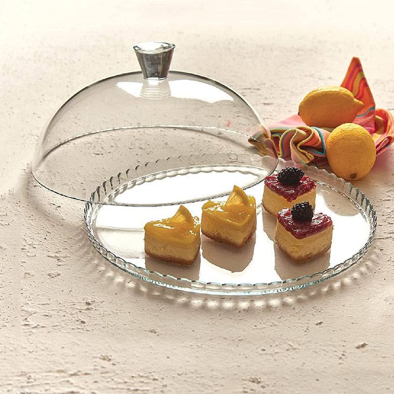 Pasabahce Patisserie Glass Cake Plate with Dome