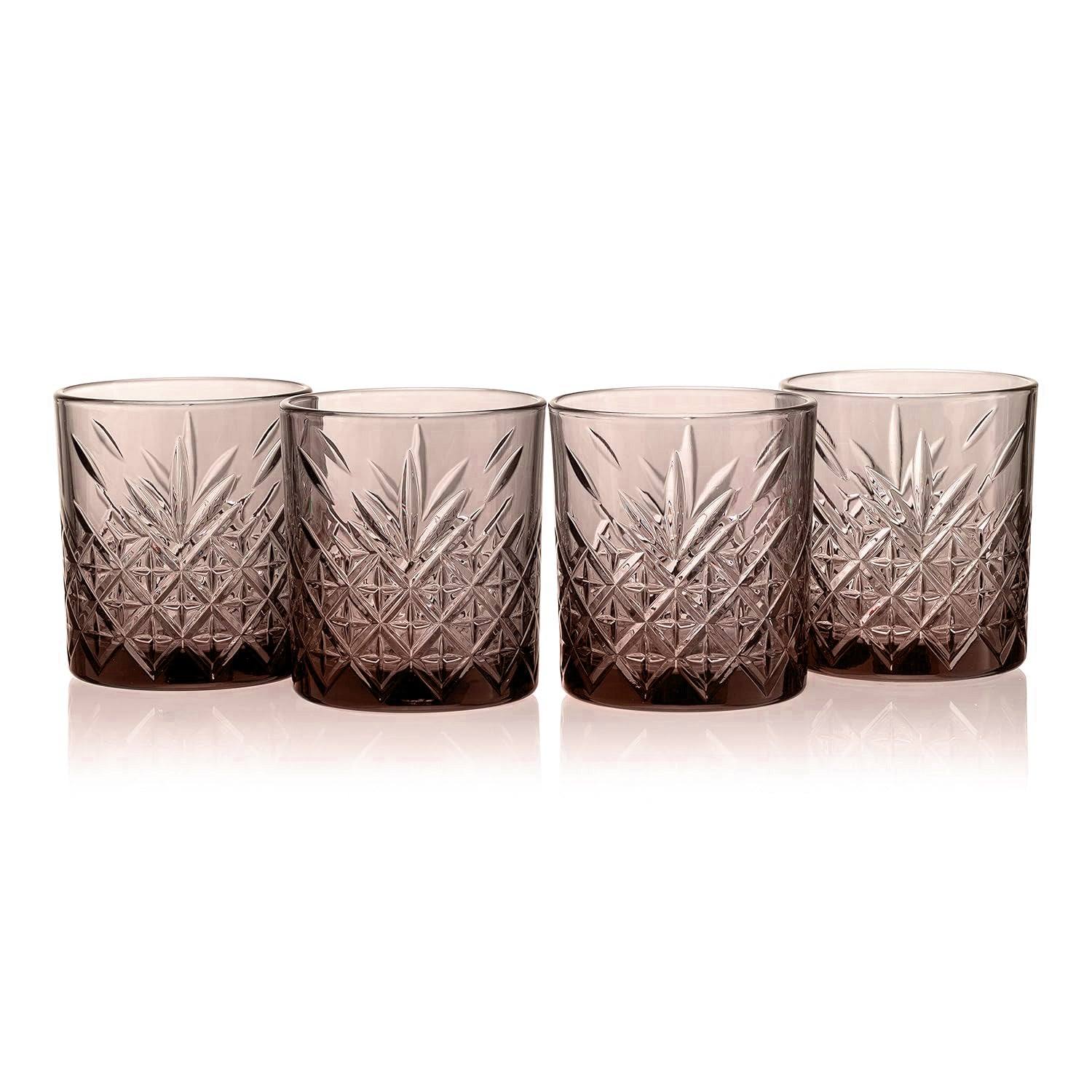 Pasabahce Timeless Whiskey Tumblers 345ml, Set of 4 - Brown Grey