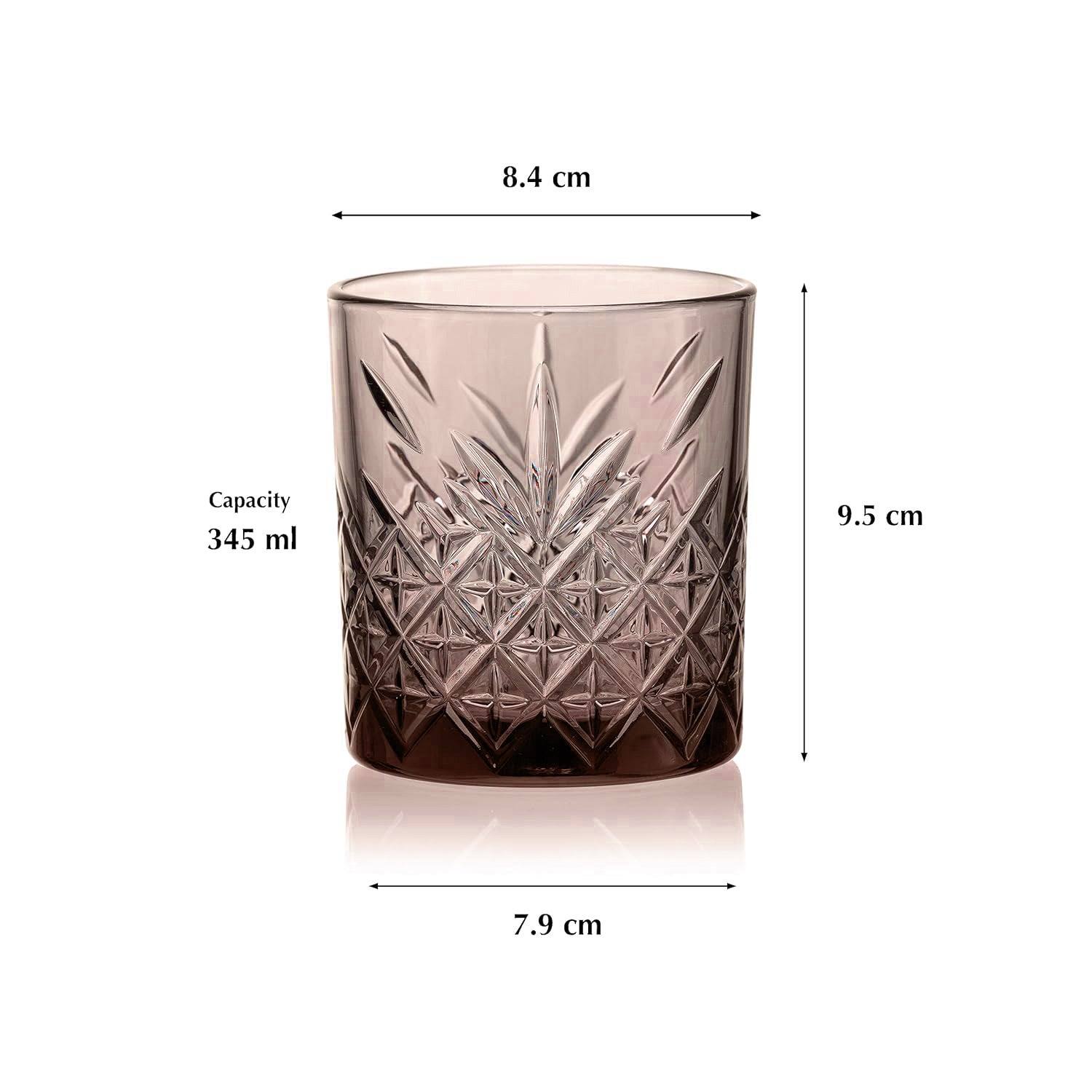 Pasabahce Timeless Whiskey Tumblers 345ml, Set of 4 - Brown Grey